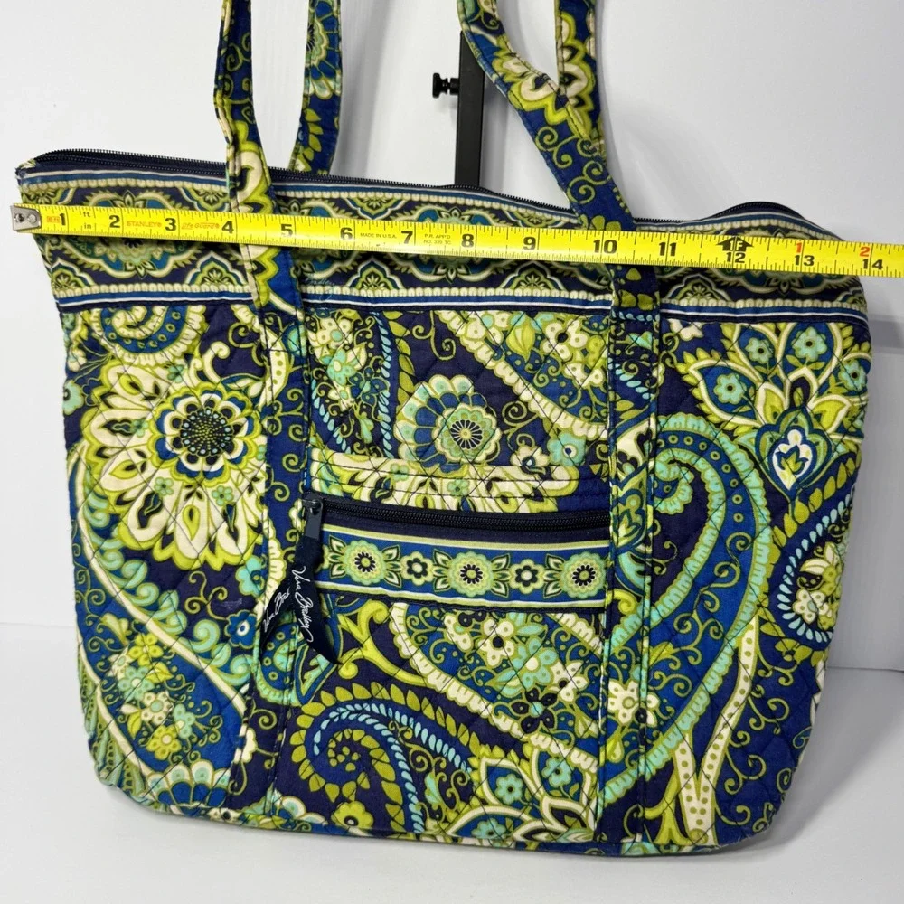 Vera Bradley Rhythm‎ and Blues Green Paisley Quilted Cotton Tote Shoulder Bag